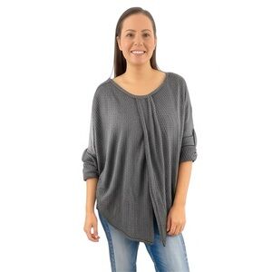 𝅺Charcoal Gray Draped Flyaway Front Cardigan Size M